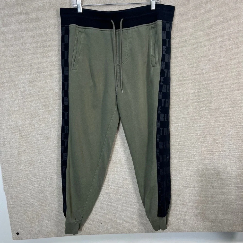 True‎ Religion Pants Men's Green Monogram Jogger Tapered Pockets Size Large